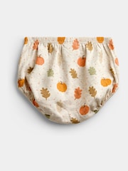 JoJo Maman Bébé Oatmeal Pumpkin Collared Printed Baby Dress & Knicker Set - Image 5 of 7