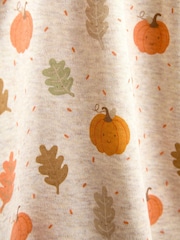 JoJo Maman Bébé Oatmeal Pumpkin Collared Printed Baby Dress & Knicker Set - Image 7 of 7