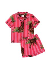 Chelsea Peers Pink Leaf Tiger Stripe Print Short Pyjamas Set - Image 6 of 7