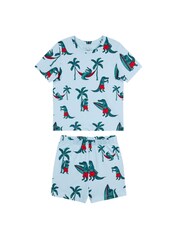 Chelsea Peers Blue Checkerboard Shark / Surfing Crocodile Print Short Pyjamas Set 2 Pack - Image 9 of 10