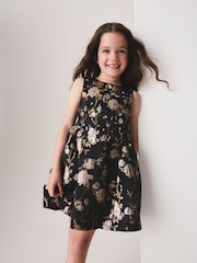 Black Gold Floral Dress (3-16yrs) - Image 1 of 4