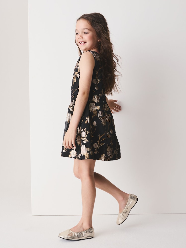 Black Gold Floral Dress (3-16yrs) - Image 2 of 4