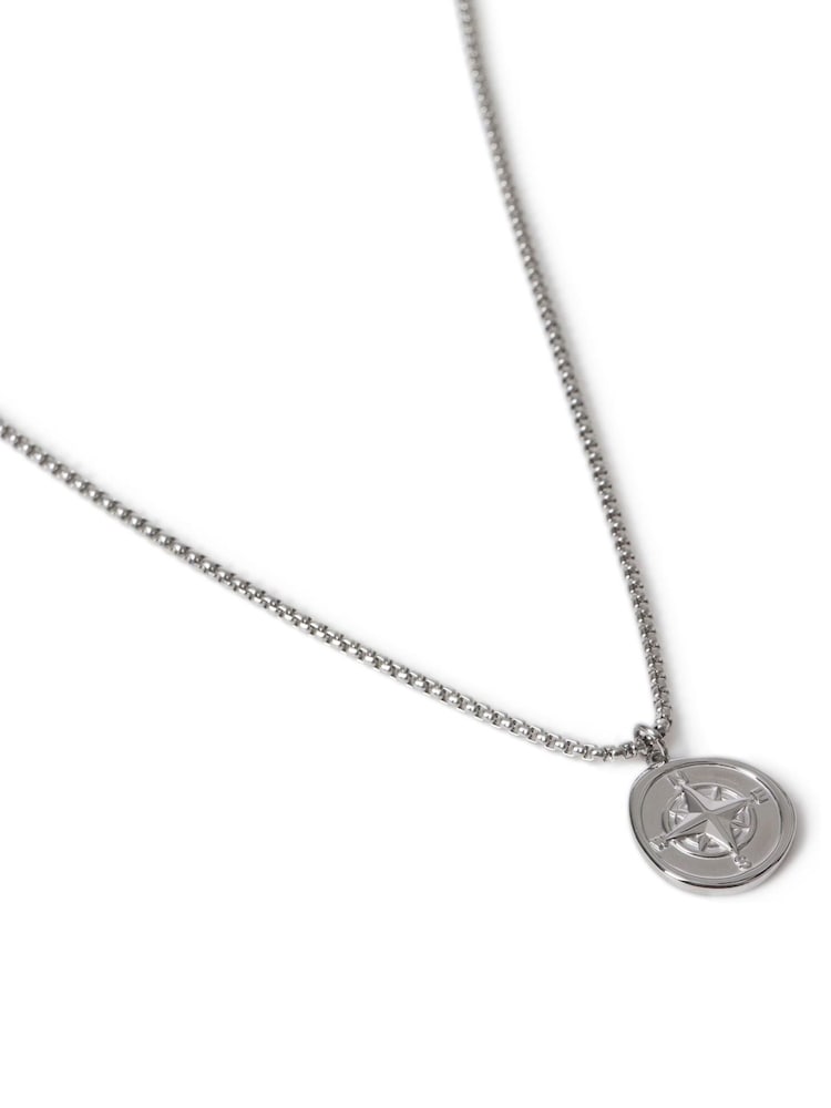 DCK Mens серебристое ожерелье с компасом из нержавеющей стали - Изображение 2 2