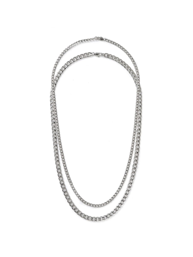 DCK Mens Silver Tone Curb Chain Necklace - Slika 1 od 2