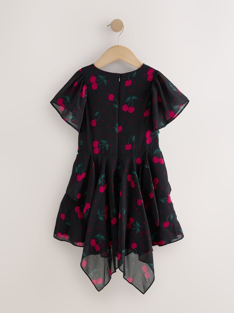 Black Embellished Hanky Hem Dress (3-16yrs) - Image 2 of 4