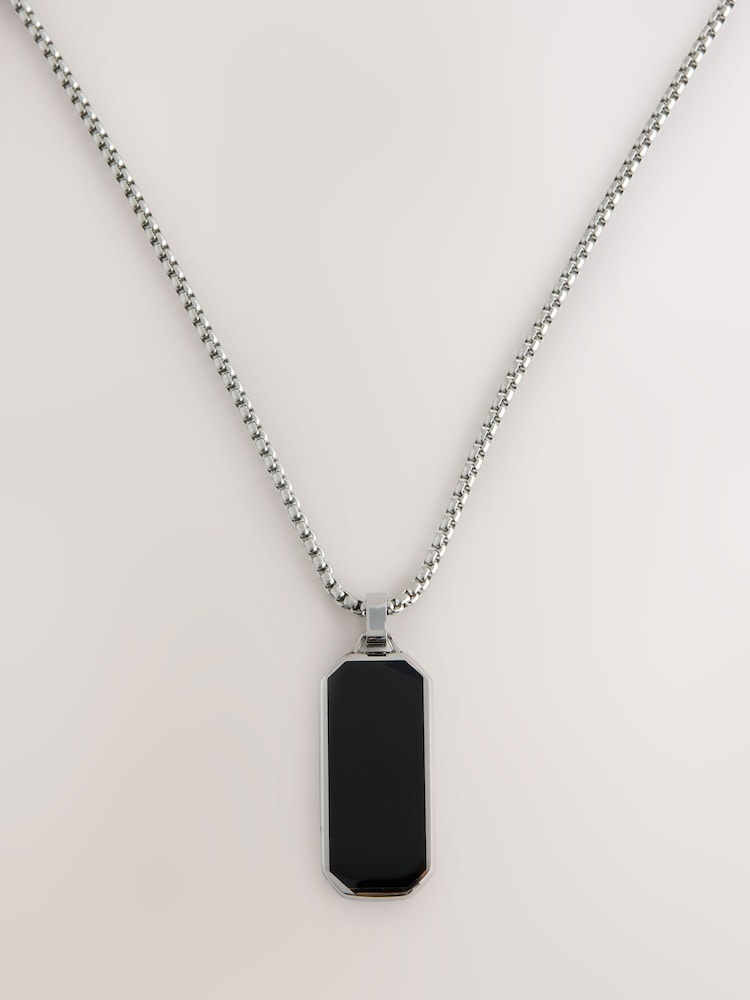 Stainless Steel Pendant Black Necklace - Image 1 of 3