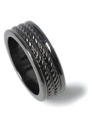 DCK Mens Rope Detail Band Black Ring - Image 2 of 2