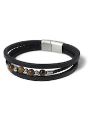 DCK Mens Armband aus echtem Leder in Schwarz - Bild 1 von 2