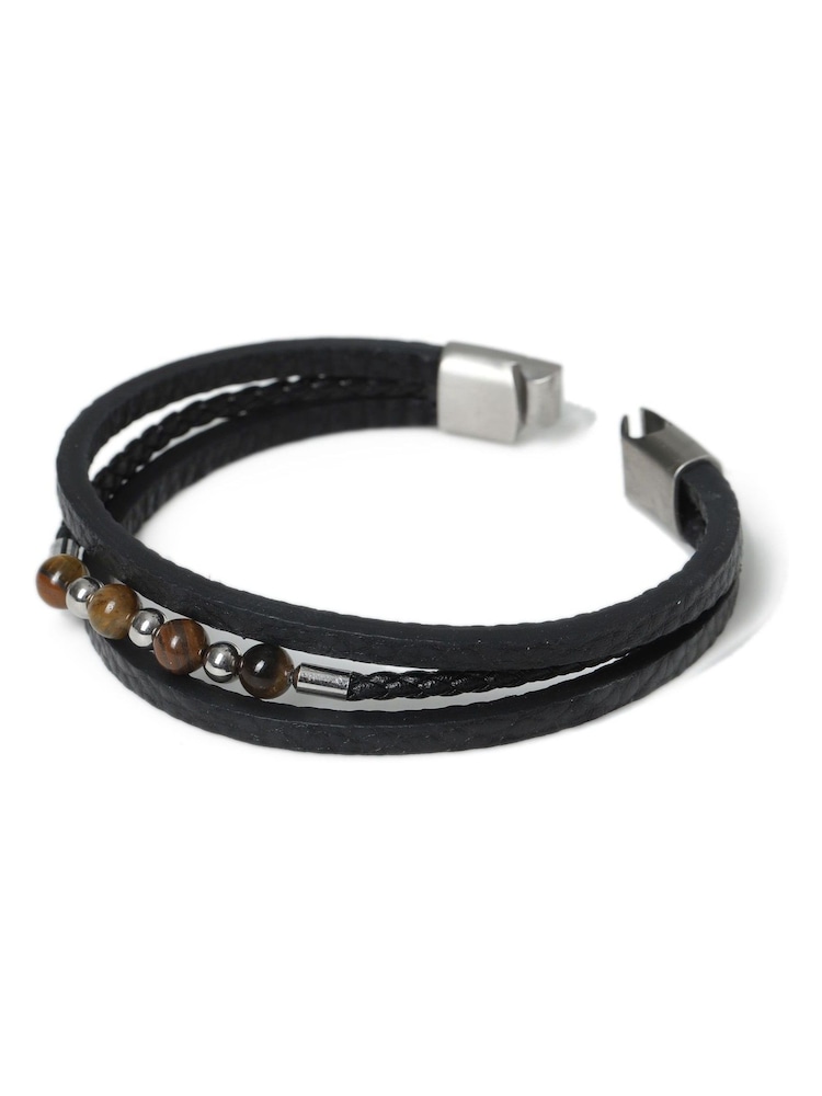 DCK Mens Armband aus echtem Leder in Schwarz - Bild 2 von 2 DCK Mens Armband aus echtem Leder in Schwarz - Bild 2 von 2