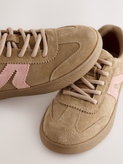 Tan/Pink Standard Fit (F) Retro Trainers - Image 3 of 5