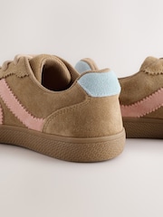 Tan/Pink Standard Fit (F) Retro Trainers - Image 4 of 5