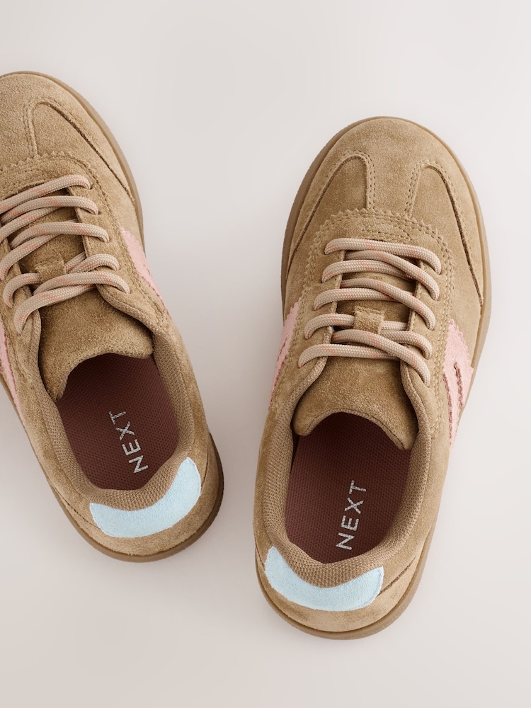 Tan/Pink Standard Fit (F) Retro Trainers - Image 5 of 5 Tan/Pink Standard Fit (F) Retro Trainers - Image 5 of 5