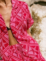 Chelsea Peers Pink Cheesecloth Starfish Print Short Sleeve Shirt - Image 4 of 5