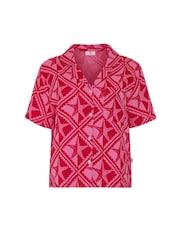 Chelsea Peers Pink Cheesecloth Starfish Print Short Sleeve Shirt - Image 5 of 5