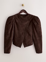 بني - سترة شمواه طبيعي بكم منفوخ من CERENE - صورة 6 من 12