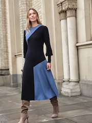 Pure Collection Ribbed Colour Block Fit N Flare Dress - Bild 1 von 3