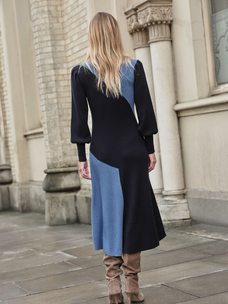 Pure Collection Ribbed Colour Block Fit N Flare Dress - Bild 2 von 3