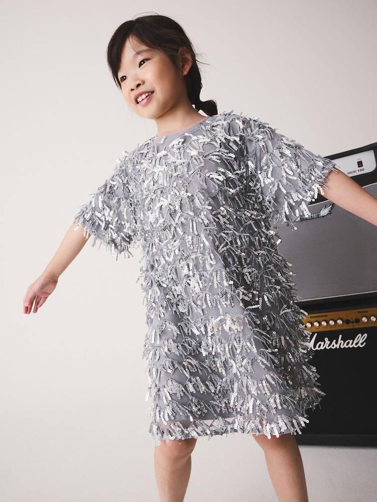 Silver Tassel Dress (3-16yrs) - Image 1 of 8 Silver Tassel Dress (3-16yrs) - Image 1 of 8
