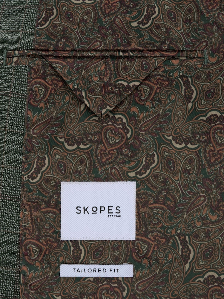 Skopes Green Wesley Tailored Fit Check Suit Jacket - Image 5 of 5