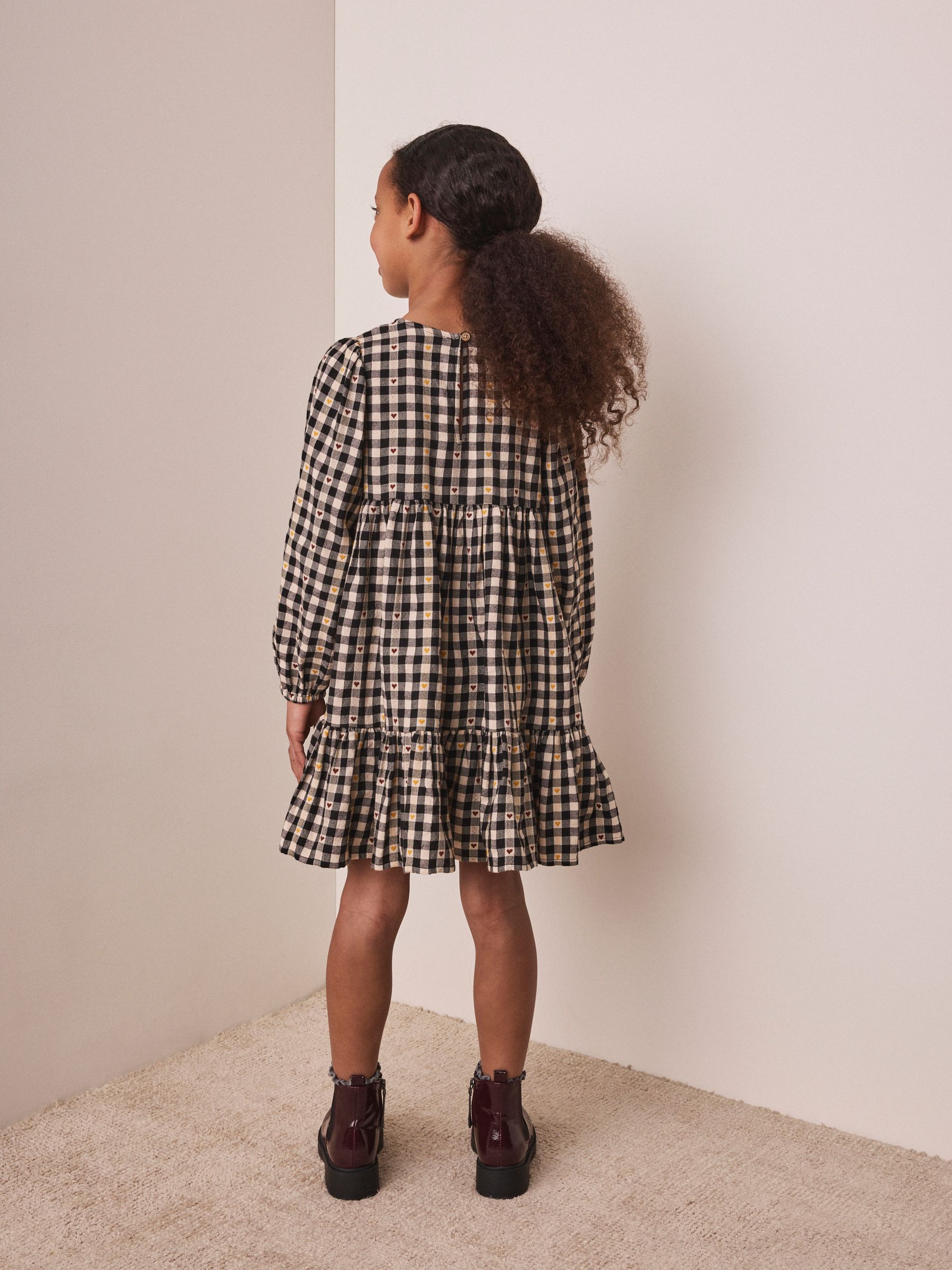 Buy Black/White Check Tiered Dress (3-16yrs) from Next Malta