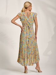 أصفر - Jolie Moi Pleated Chiffon Dip Hem Maxi Dress - Image 2 of 6