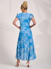 أزرق - Jolie Moi Ruffled Mesh Maxi Dress - Image 2 of 6