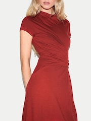 Jigsaw Red Cap Sleeve Drape Dress - Image 3 of 5