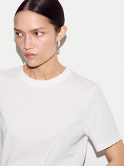 Jigsaw White Supima Cotton Crew Neck T-Shirt - Image 4 of 4