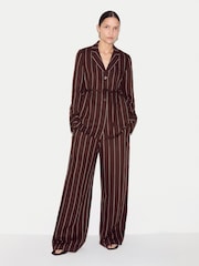 Jigsaw Brown Relaxed Pinstripe Shirt Jacket - Image 3 of 6