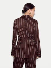 Jigsaw Brown Relaxed Pinstripe Shirt Jacket - Image 4 of 6