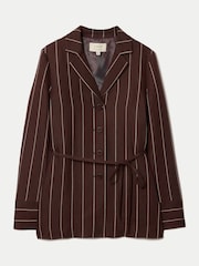 Jigsaw Brown Relaxed Pinstripe Shirt Jacket - Image 6 of 6