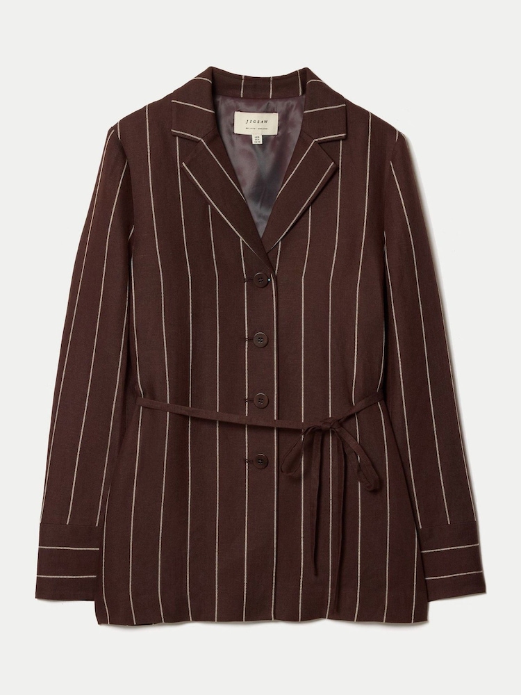 Jigsaw Brown Relaxed Pinstripe Shirt Jacket - Image 6 of 6