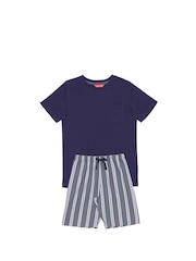 Cyberjammies Blue Knit Top & Stripe Shorty Set - Image 1 of 1