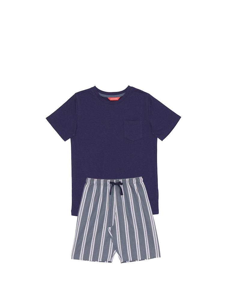 Cyberjammies Blue Knit Top & Stripe Shorty Set - Image 1 of 1