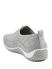 Pavers Grey Wide Fit Leather Slip On Shoes With Zip Fastening - Image 3 of 5