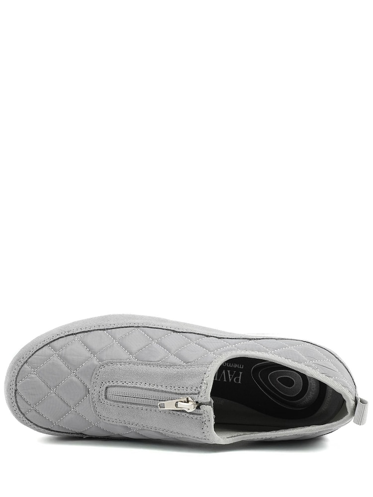 Pavers Grey Wide Fit Leather Slip On Shoes With Zip Fastening - Image 5 of 5