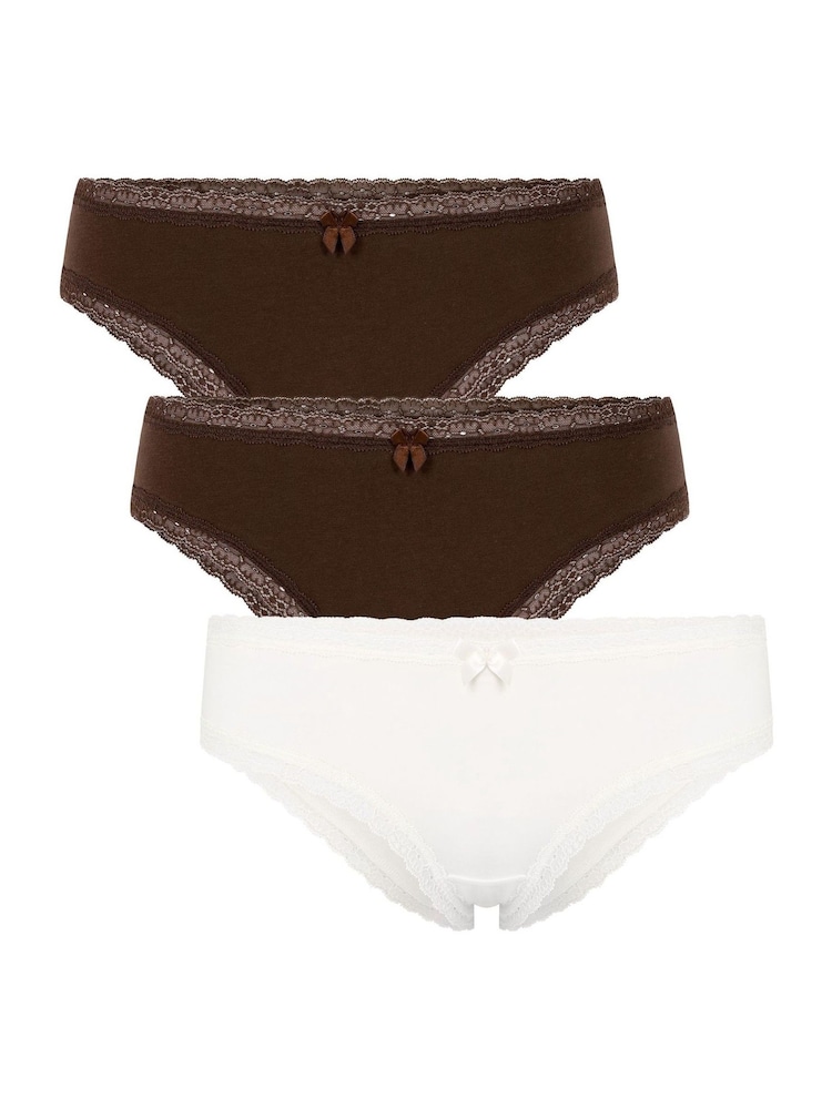 Hunkemoller Brown Georgia Knickers 3 Pack - Image 1 of 5