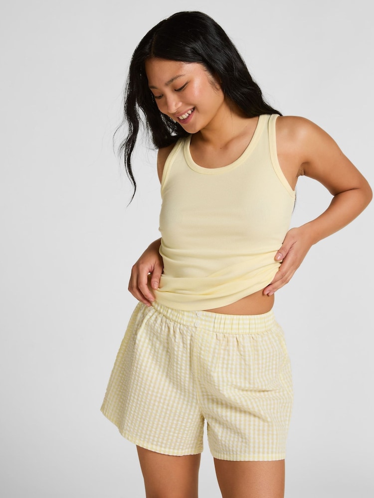 Hunkemöller Yellow Seersucker Pyjama Shorts - Image 1 of 5