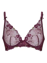 Hunkemoller Purple Peonie Non-Padded Underwired Longline Bra - Image 4 of 5