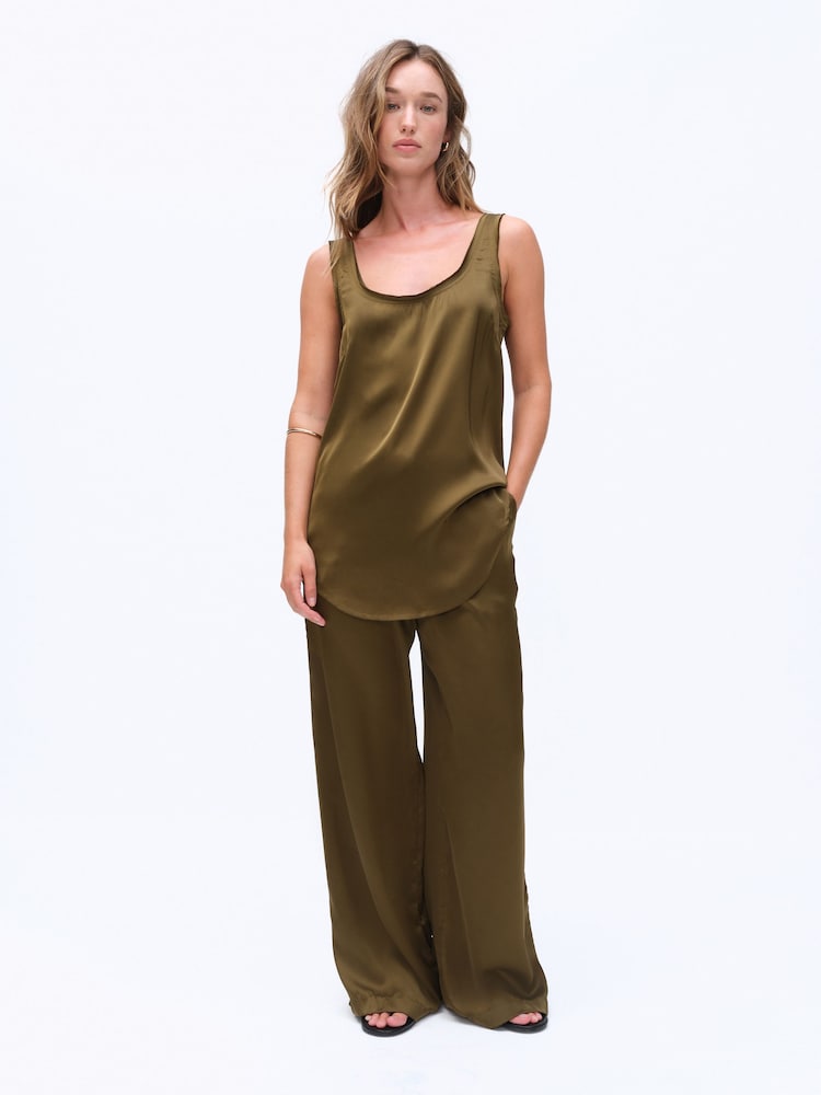 The Set Satin Tank Top and Wide Leg Trousers Co-ord - 12şəkildən 1 şəkil