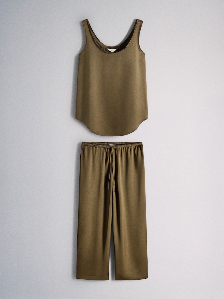 The Set Satin Tank Top and Wide Leg Trousers Co-ord - 12şəkildən 2 şəkil