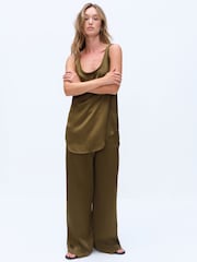 The Set Satin Tank Top and Wide Leg Trousers Co-ord - 12şəkildən 3 şəkil