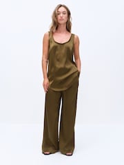 The Set Satin Tank Top and Wide Leg Trousers Co-ord - 12şəkildən 8 şəkil