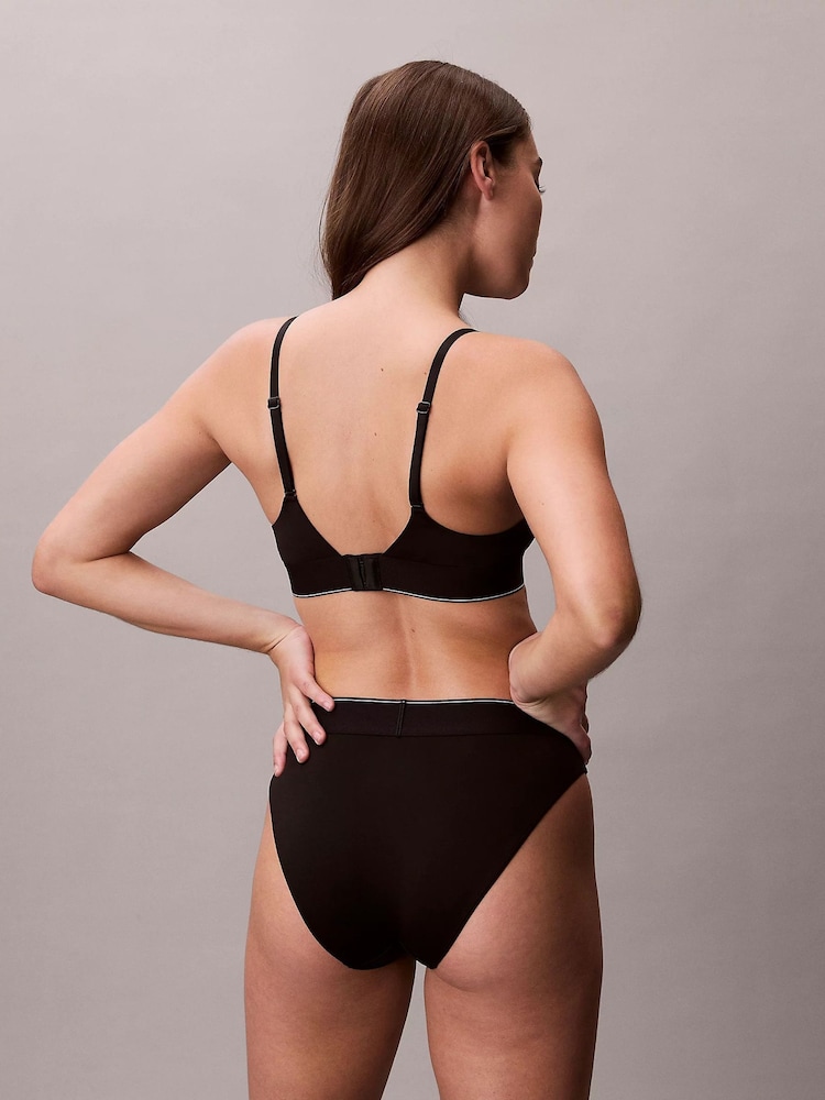Calvin Klein Black High Waist Graphic Monogram Microfibre Stretch Bikini Briefs - Image 2 of 4 Calvin Klein Black High Waist Graphic Monogram Microfibre Stretch Bikini Briefs - Image 2 of 4
