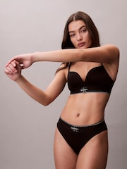 Calvin Klein Black High Waist Graphic Monogram Microfibre Stretch Bikini Briefs - Image 3 of 4