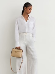 Reiss Natural Ines Raffia-Effect Vanity Crossbody Bag - Image 1 of 7