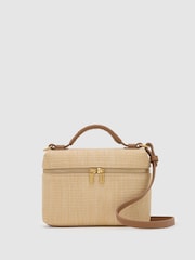 Reiss Natural Ines Raffia-Effect Vanity Crossbody Bag - Image 2 of 7