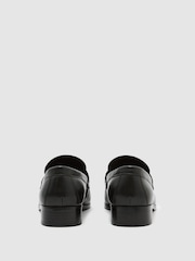 Reiss Black Kallie Leather and Suede Penny Loafers - Image 4 of 5