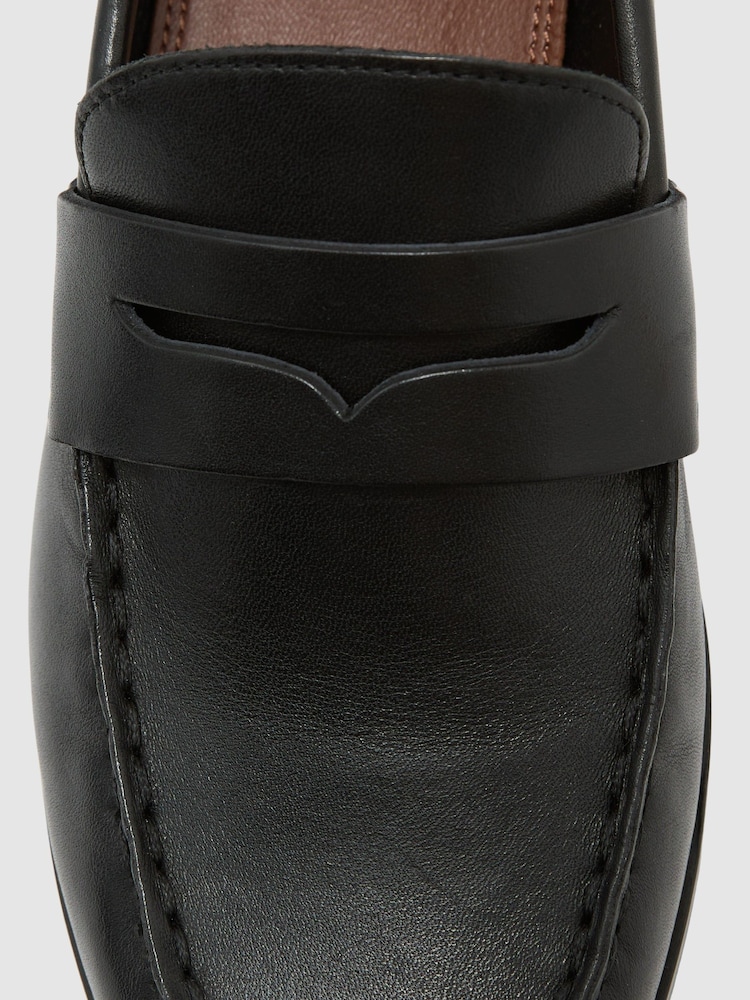 Reiss Black Kallie Leather and Suede Penny Loafers - Image 5 of 5 Reiss Black Kallie Leather and Suede Penny Loafers - Image 5 of 5