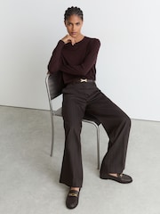 Reiss Chocolate Rita Leather Hardware-Detail Loafers - Image 1 of 7